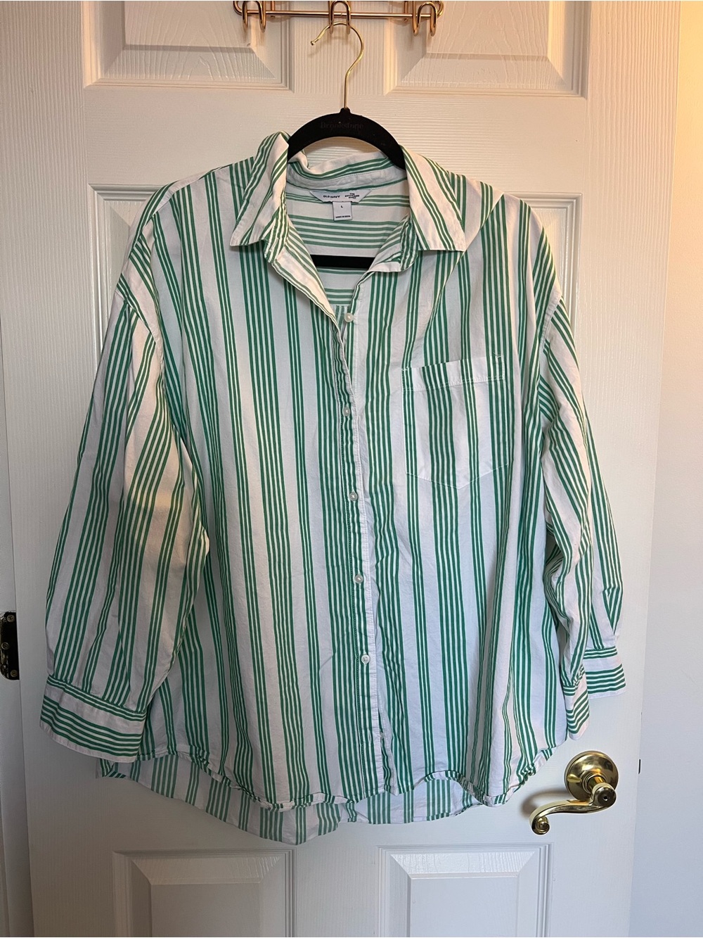 Old Navy Green Stripe Button Up